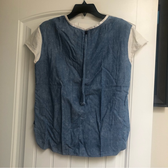 Great Condition Women's Scotch & Soda Chambray Linen Top Short Sleeve Blouse P - Picture 3 of 5